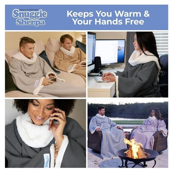 Snuggie Sherpa, the original wearable blanket with sleeve, One Size. Cha… - Picture 7 of 13